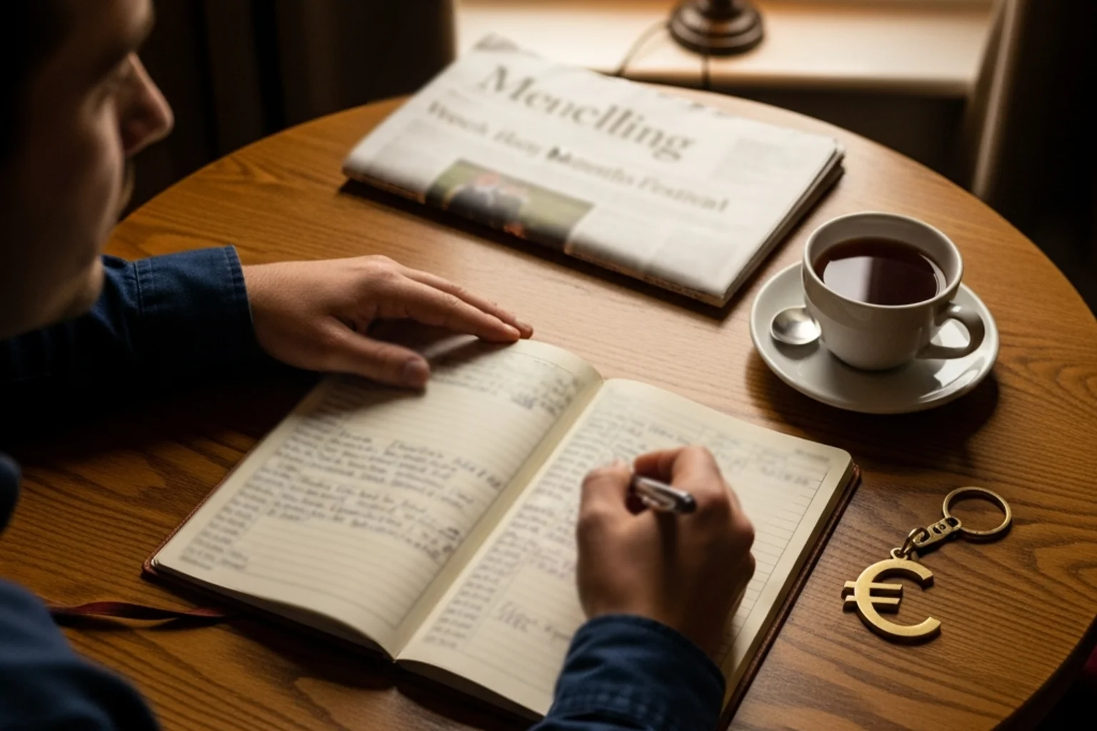 Punter marking early Cheltenham ante-post selections in a notebook